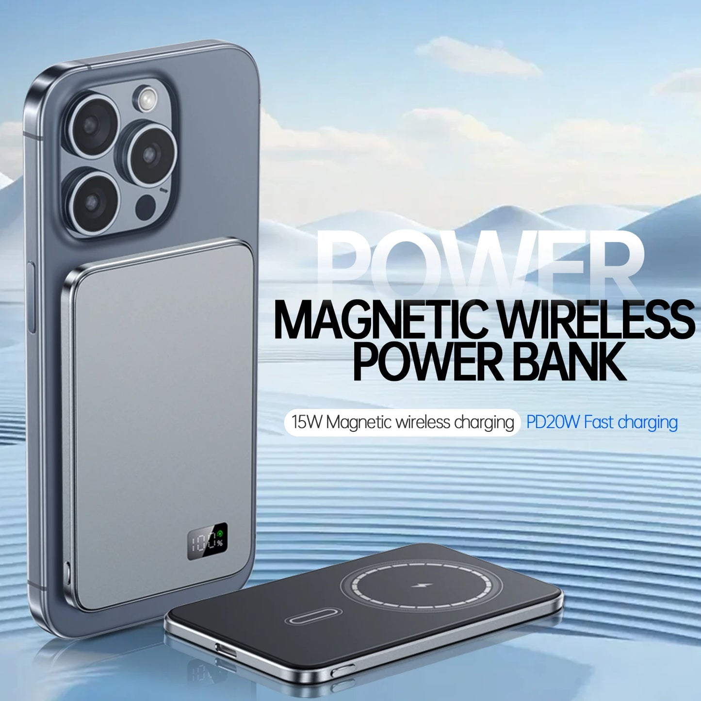 Ultra-Slim Magnetic Power Bank with LED Display – 5000mAh & 10000mAh